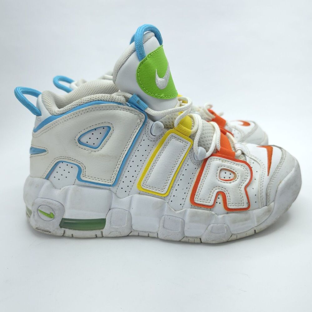 Nike Air More Uptempo White Rainbow GS Sneakers Youth 6Y Wmns 7.5 FJ4624 100